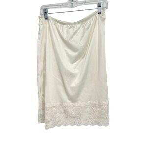 Vintage Cabernet Half Slip Skirt Size Large Ultra Wide Lace Nylon Cream Slit